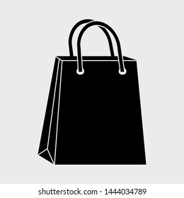 Black shopping paper bag icon. Vector illustration