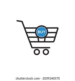 black shopping trolley . concept of daily purchases, christmas sale and on-line ecommerce. isolated on white stylish background. trendy modern logo design vector illustration template