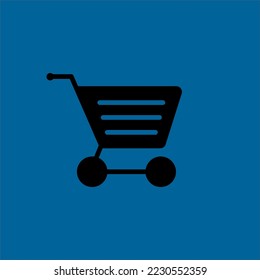 VECTOR DE ICONOS DE TROLEY COMERCIAL NEGRO CON FONDO AZUL COMPLETAMENTE EDITABLE