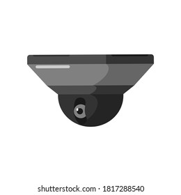 Cámara CCTV corta en negro con fondo blanco. Vigilancia de equipos para protección, seguridad y observación, ilustración vectorial en diseño plano estilo.