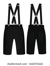 Black short pants with suspenders. vector