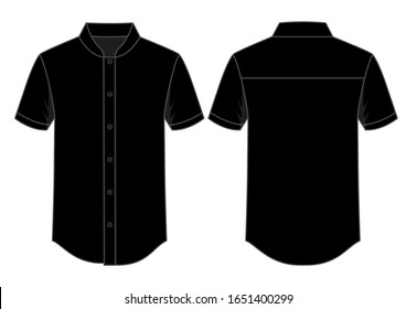 Black Short Sleeve Chef Uniform Shirt Vector For Template.