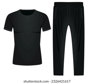 Black  short sleeve tracksuit. vector illustration