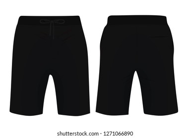 Black shorts, front and back view, vector illustration