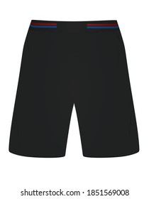 Pantalones cortos negros, vista frontal, ilustración vectorial