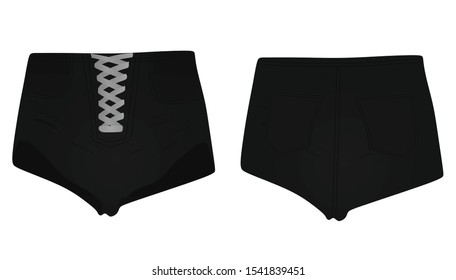 Black shorts jeans. vector illustration