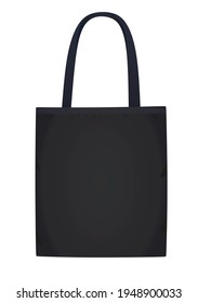 Black shoulder shopping bag. vector illustration