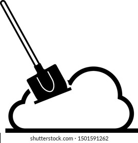 Black Shovel in the ground icon isolated on white background. Gardening tool. Tool for horticulture, agriculture, farming.  Vector Illustration