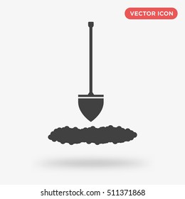 Black shovel and ground icon vector on white background