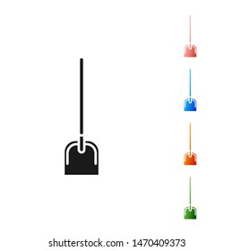 Black Shovel icon isolated on white background. Gardening tool. Tool for horticulture, agriculture, farming. Set icons colorful. Vector Illustration