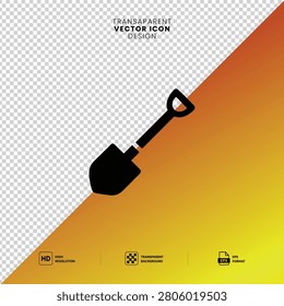 Black shovel tool icon design as simple gardening instrument for construction work or landscaping industry symbol isolated on white background flat vector illustration for heavy duty repair maintenance app suitable for digging excavation or building equipment graphic interface design element.