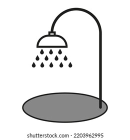 Black shower icon. Clean water. Vector illustration. Stock image. 