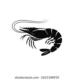A black shrimp with a long tail