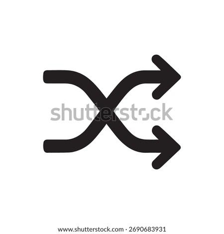 Black shuffle arrows icon symbol of randomness