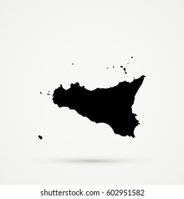 Black Sicily Map Illustration
