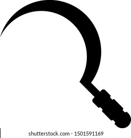 Black Sickle icon isolated on white background. Reaping hook sign.  Vector Illustration