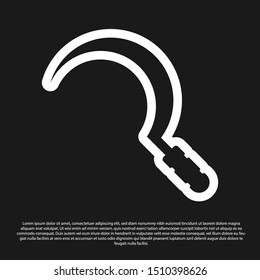 Black Sickle icon isolated on black background. Reaping hook sign.  Vector Illustration