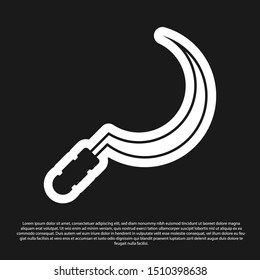 Black Sickle icon isolated on black background. Reaping hook sign.  Vector Illustration