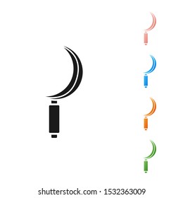 Black Sickle icon isolated on white background. Reaping hook sign. Set icons colorful. Vector Illustration