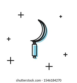 Black Sickle icon isolated on white background. Reaping hook sign.  Vector Illustration