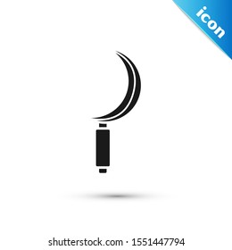 Black Sickle icon isolated on white background. Reaping hook sign.  Vector Illustration