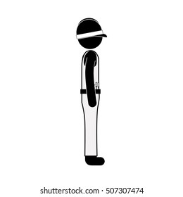 black side silhouette man worker with toolkit