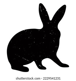 Black side silhouette of a rabbit, highlighted on a white background. Vector illustration. The year of the black rabbit.