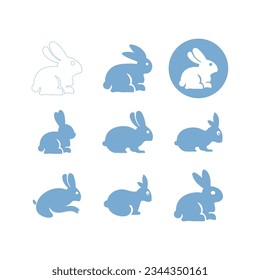 Schwarze Seitensilhouette eines Kaninchens einzeln auf weißem Hintergrund. Vektorgrafik.Vektorbild eines Kaninchens, Kaninchenlogo einzeln auf weißem Hintergrund, Kaninchenvektorvorlage.
