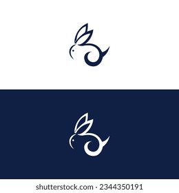 Black side silhouette of a rabbit isolated on white background. Vector illustration.Vector image of an rabbit,Rabbit logo isolated on white background,Rabbit vector template.