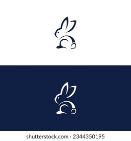 Black side silhouette of a rabbit isolated on white background. Vector illustration.Vector image of an rabbit,Rabbit logo isolated on white background,Rabbit vector template.