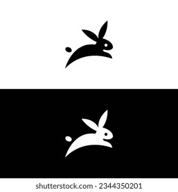 Black side silhouette of a rabbit isolated on white background. Vector illustration.Vector image of an rabbit,Rabbit logo isolated on white background,Rabbit vector template.