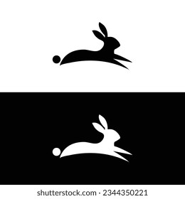 Black side silhouette of a rabbit isolated on white background. Vector illustration.Vector image of an rabbit,Rabbit logo isolated on white background,Rabbit vector template.