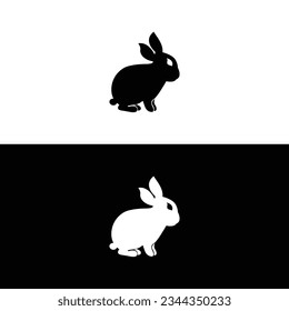Silueta del lado negro de un conejo aislado sobre fondo blanco. Ilustración vectorial.Imagen vectorial de un conejo,Logo de conejo aislado en fondo blanco,Plantilla vector de conejo.