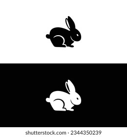 Black side silhouette of a rabbit isolated on white background. Vector illustration.Vector image of an rabbit,Rabbit logo isolated on white background,Rabbit vector template.