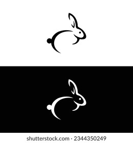 Black side silhouette of a rabbit isolated on white background. Vector illustration.Vector image of an rabbit,Rabbit logo isolated on white background,Rabbit vector template.