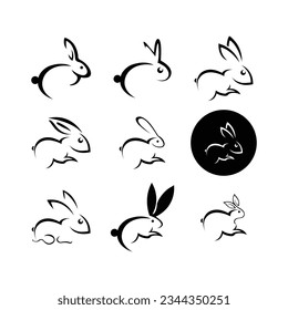 Black side silhouette of a rabbit isolated on white background. Vector illustration.Vector image of an rabbit,Rabbit logo isolated on white background,Rabbit vector template.
