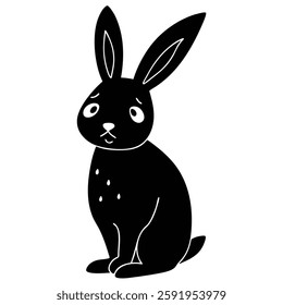 Black side silhouette of a Rabbit isolated 