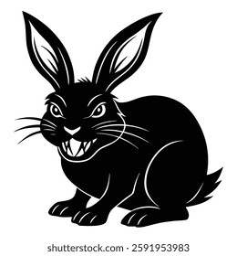Black side silhouette of a Rabbit isolated 