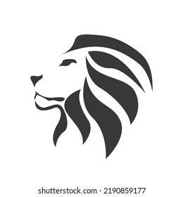 black side view lion head logo on isolated background