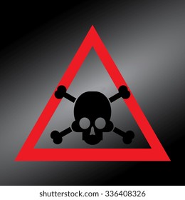Black sign of danger to life. skull and crossbones