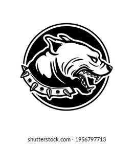 Black sign dog breed pit bull terrier on a white background.