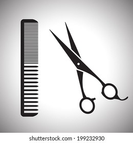 Black Sign Of Man Hair Salon With Scissors And Comb