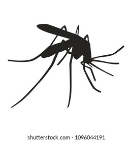 Black sign mosquito silhouette. Mosquito silhouette close up isolated on white background. Vector illustration