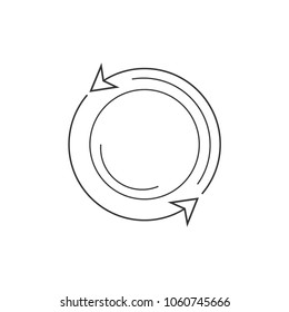 Black sign on white background. Reboot, loading icon. Flat design vector illustration