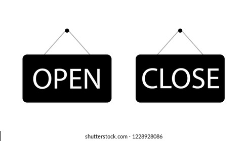 black sign open close. eps10