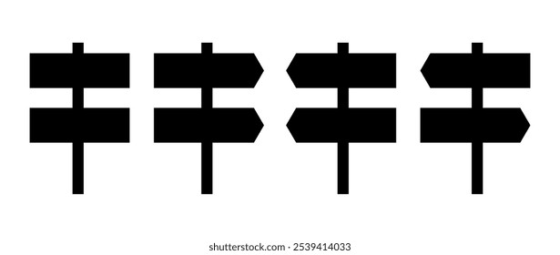 black sign post set isolated on white background