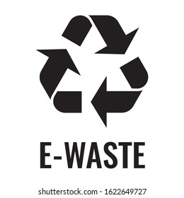 Black sign for recycled e-waste. Zero waste concept flat vector stock illustration isolated on white background