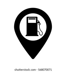 Black signal of gas pump near, vector illustration icon