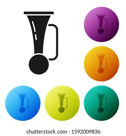 Black Signal horn on vehicle icon isolated on white background. Set icons colorful circle buttons. Vector Illustration