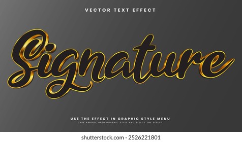 Black Signature Golden Style editable text effect template